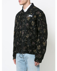 Мужской черный бомбер с цветочным принтом от Off-White