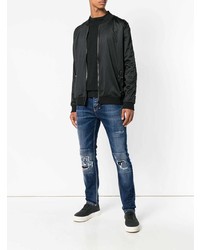 Мужской черный бомбер от Frankie Morello