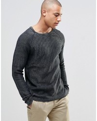 Черный вареный свитер с круглым вырезом