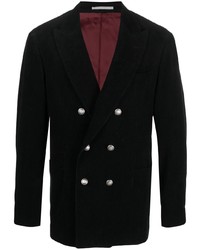 Мужской черный вельветовый двубортный пиджак от Brunello Cucinelli