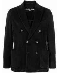 Мужской черный вельветовый двубортный пиджак от Circolo 1901