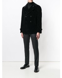 Мужской черный вельветовый двубортный пиджак от Tagliatore