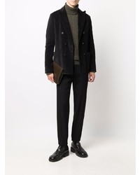 Мужской черный вельветовый двубортный пиджак от Circolo 1901