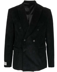 Мужской черный вельветовый двубортный пиджак от Family First
