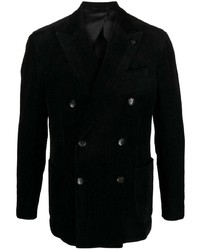 Мужской черный вельветовый двубортный пиджак от Lardini