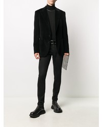 Мужской черный вельветовый пиджак с вышивкой от Dolce & Gabbana