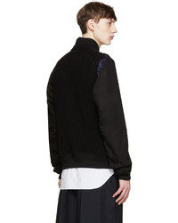 Мужской черный вязаный бомбер от Sacai