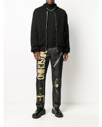 Мужской черный вязаный бомбер от Moschino