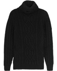 Черный вязаный вязаный свитер