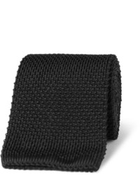 Мужской черный вязаный галстук от Brioni