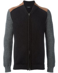 Мужской черный вязаный свитер на молнии от Roberto Collina