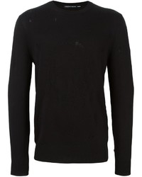 Мужской черный вязаный свитер с круглым вырезом от Alexander McQueen