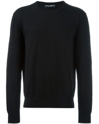 Мужской черный вязаный свитер с круглым вырезом от Dolce & Gabbana