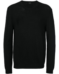 Мужской черный вязаный свитер с круглым вырезом от Jil Sander