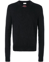 Мужской черный вязаный свитер с круглым вырезом от Saint Laurent