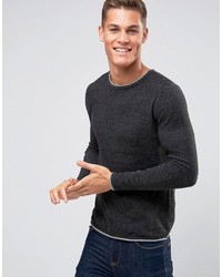 Мужской черный вязаный свитер с круглым вырезом от Selected