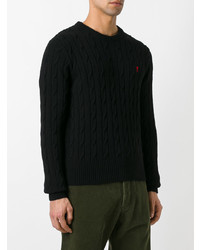 Мужской черный вязаный свитер от AMI Alexandre Mattiussi