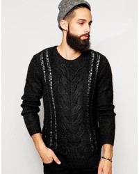 Мужской черный вязаный свитер от Asos