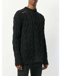 Мужской черный вязаный свитер от Palm Angels