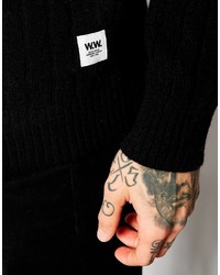 Мужской черный вязаный свитер от Wood Wood