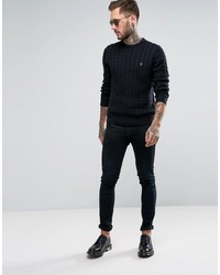 Мужской черный вязаный свитер от Farah