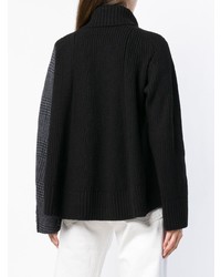 Черный вязаный свободный свитер от Sacai