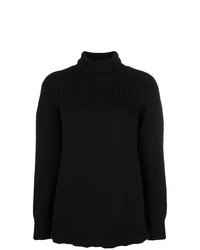 Черный вязаный свободный свитер от Dondup