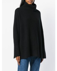 Черный вязаный свободный свитер от Le Kasha