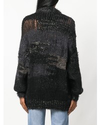 Черный вязаный свободный свитер от Saint Laurent