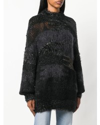 Черный вязаный свободный свитер от Saint Laurent