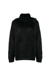 Черный вязаный свободный свитер от Miu Miu