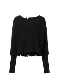 Черный вязаный свободный свитер от MSGM