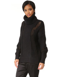 Черный вязаный свободный свитер от DKNY