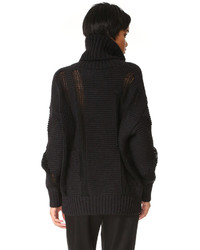 Черный вязаный свободный свитер от DKNY