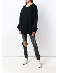 Черный вязаный свободный свитер от Unravel Project