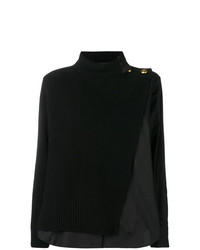 Черный вязаный свободный свитер от Sacai