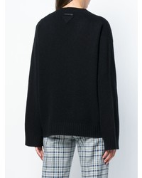 Черный вязаный свободный свитер от Prada