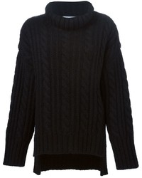 Черный вязаный свободный свитер от Viktor & Rolf