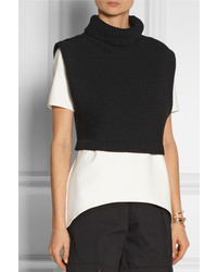 Черный вязаный укороченный топ от Victoria Beckham