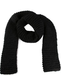 Женский черный вязаный шарф