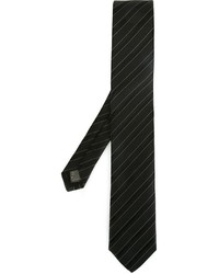 Мужской черный галстук в вертикальную полоску от Tonello