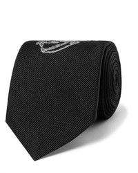 Черный галстук с вышивкой