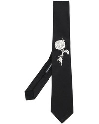 Мужской черный галстук с вышивкой от Alexander McQueen