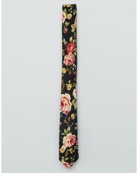 Мужской черный галстук с цветочным принтом от Asos