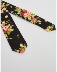 Мужской черный галстук с цветочным принтом от Reclaimed Vintage