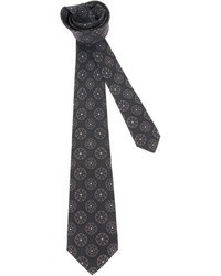 Мужской черный галстук с цветочным принтом от Kiton