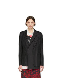 Мужской черный двубортный пиджак в вертикальную полоску от Alexander McQueen
