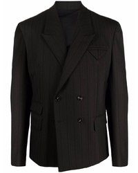 Мужской черный двубортный пиджак в вертикальную полоску от Bottega Veneta