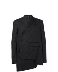 Мужской черный двубортный пиджак в вертикальную полоску от Comme Des Garcons Homme Plus
