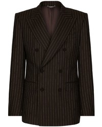 Мужской черный двубортный пиджак в вертикальную полоску от Dolce & Gabbana